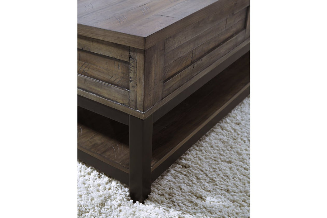 Johurst Grayish Brown Coffee Table with Lift Top - Lara Furniture