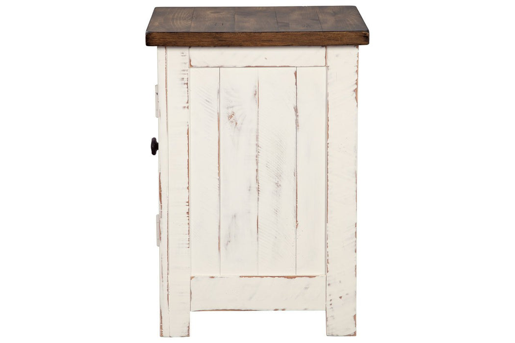 Wystfield White/Brown Chairside End Table - Lara Furniture