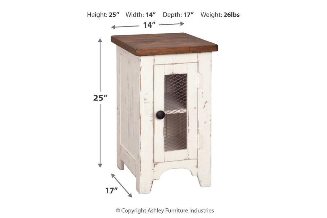 Wystfield White/Brown Chairside End Table - Lara Furniture