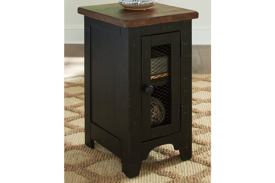 Valebeck Black/Brown Chairside End Table - Lara Furniture