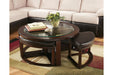 Marion Dark Brown Coffee Table with Nesting Stools - Lara Furniture