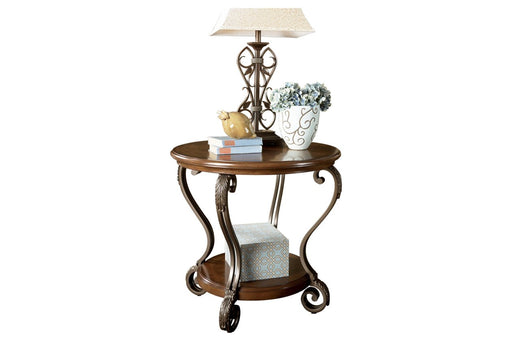 Nestor Medium Brown End Table - Lara Furniture