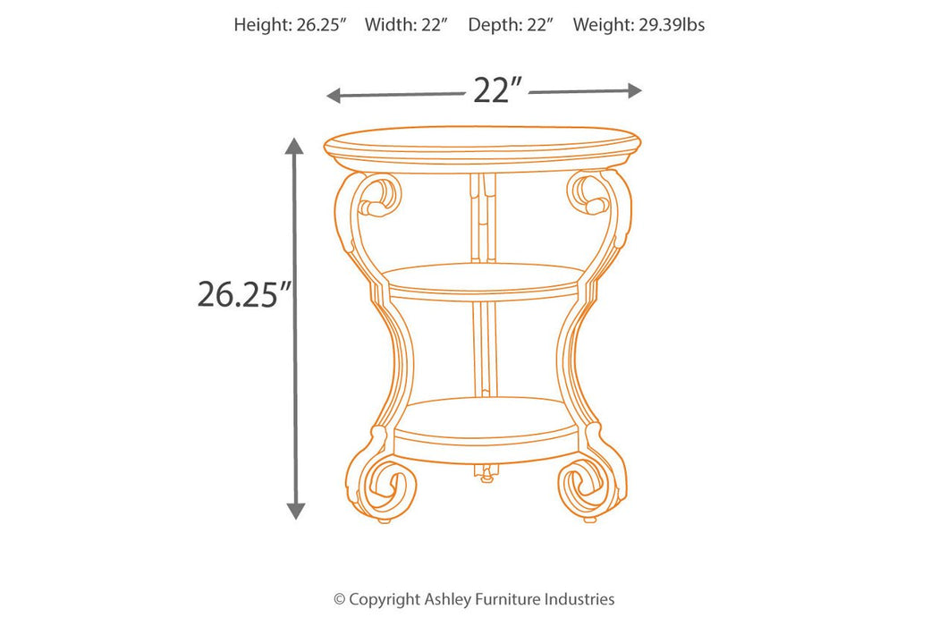 Nestor Medium Brown Chairside End Table - Lara Furniture