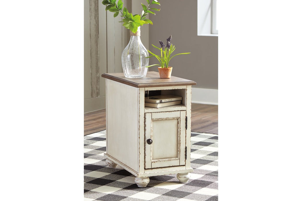 Realyn White/Brown Chairside End Table - Lara Furniture