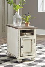 Realyn White/Brown Chairside End Table - Lara Furniture