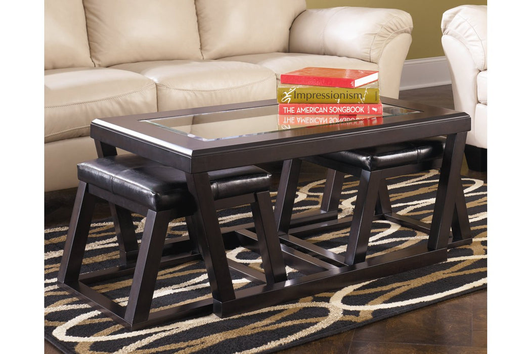 Kelton Espresso Coffee Table with Nesting Stools - Lara Furniture