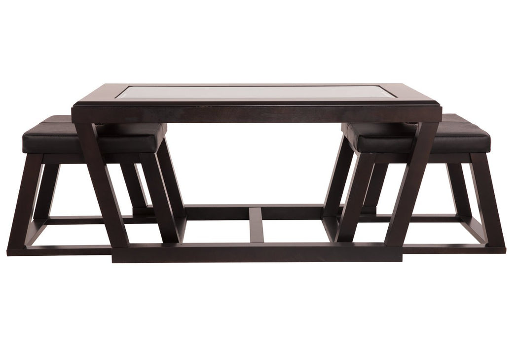 Kelton Espresso Coffee Table with Nesting Stools - Lara Furniture