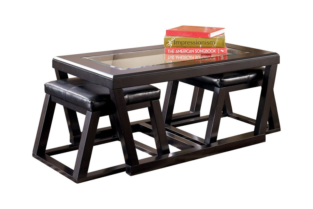 Kelton Espresso Coffee Table with Nesting Stools - Lara Furniture