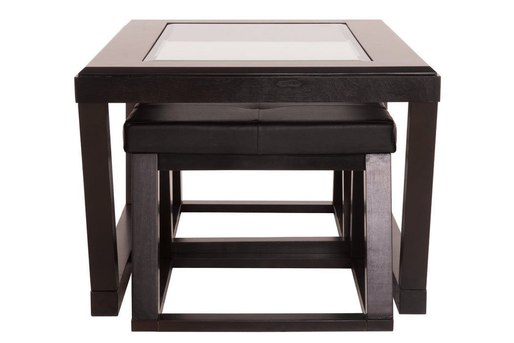 Kelton Espresso Coffee Table with Nesting Stools - Lara Furniture