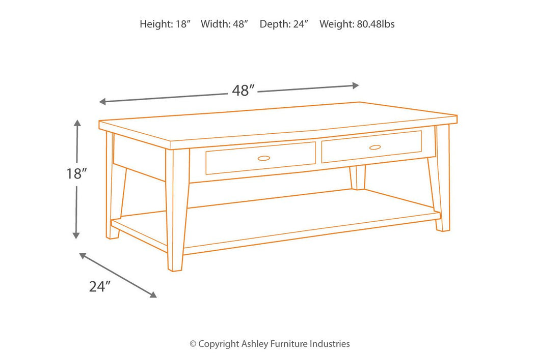 Branbury Grayish Brown Coffee Table - Lara Furniture