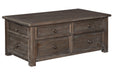 Wyndahl Rustic Brown Coffee Table with Lift Top - Lara Furniture