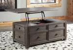 Wyndahl Rustic Brown Coffee Table with Lift Top - Lara Furniture