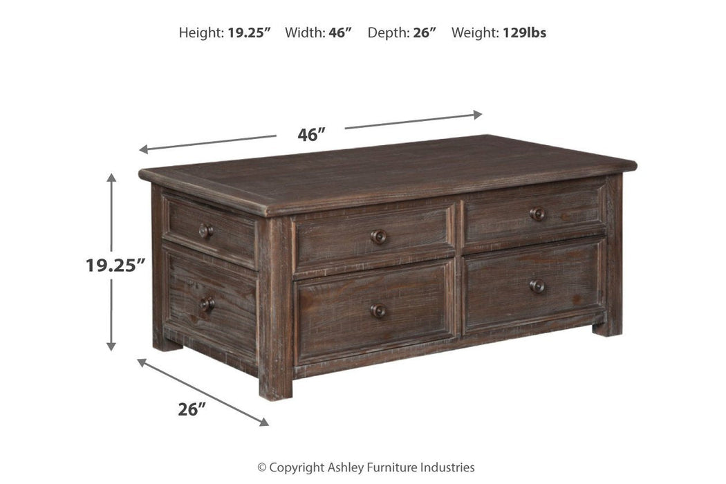 Wyndahl Rustic Brown Coffee Table with Lift Top - Lara Furniture