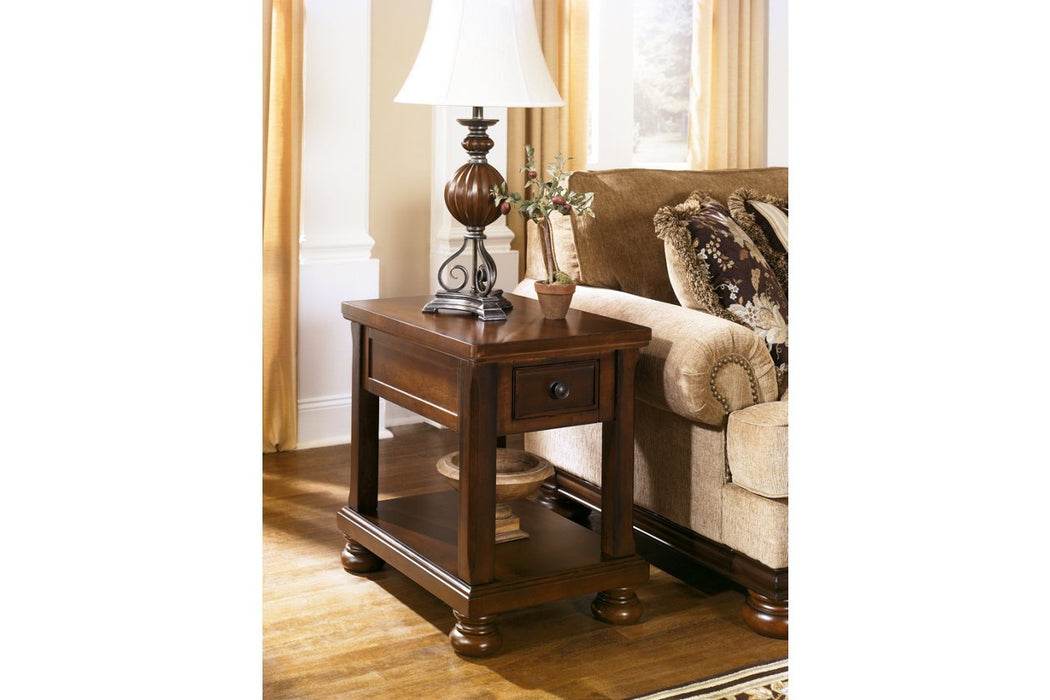 Porter Rustic Brown Chairside End Table - Lara Furniture