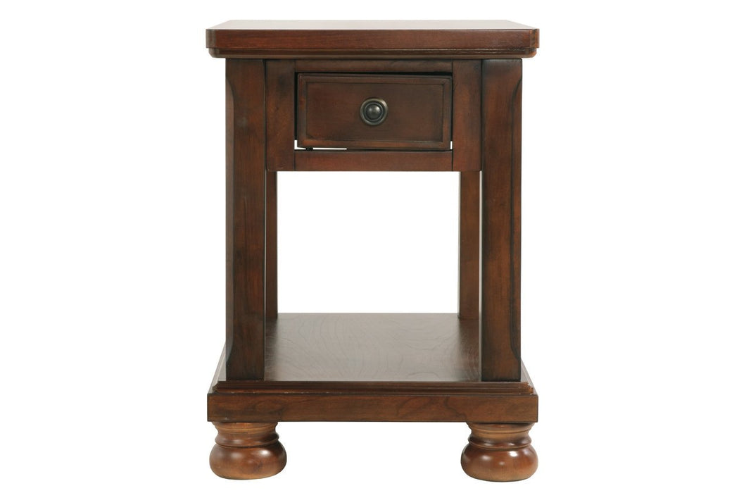 Porter Rustic Brown Chairside End Table - Lara Furniture