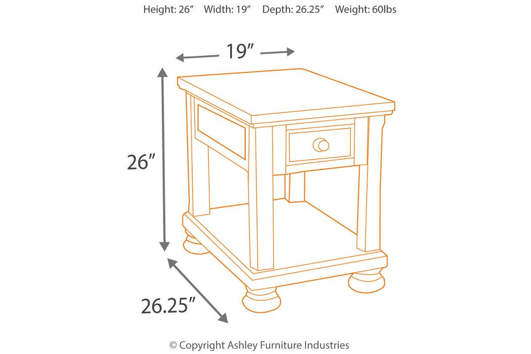 Porter Rustic Brown Chairside End Table - Lara Furniture