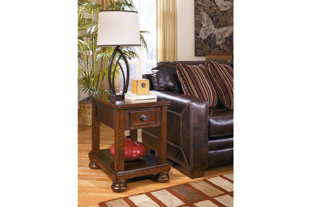 Porter Rustic Brown Chairside End Table - Lara Furniture