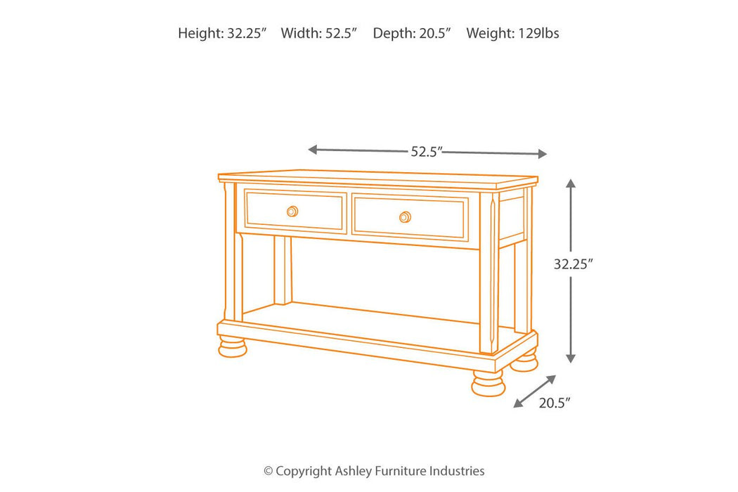 Porter Rustic Brown Sofa/Console Table - Lara Furniture