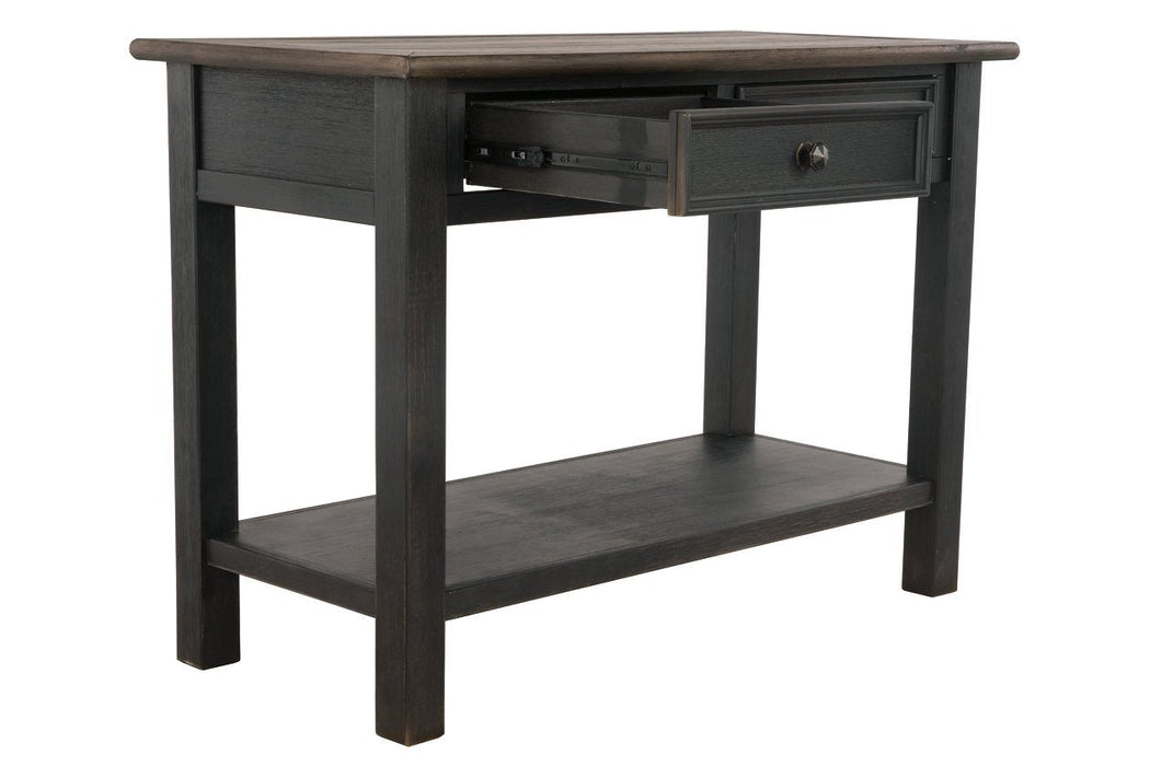 Tyler Creek Grayish Brown/Black Sofa/Console Table - Lara Furniture