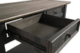 Tyler Creek Grayish Brown/Black Sofa/Console Table - Lara Furniture