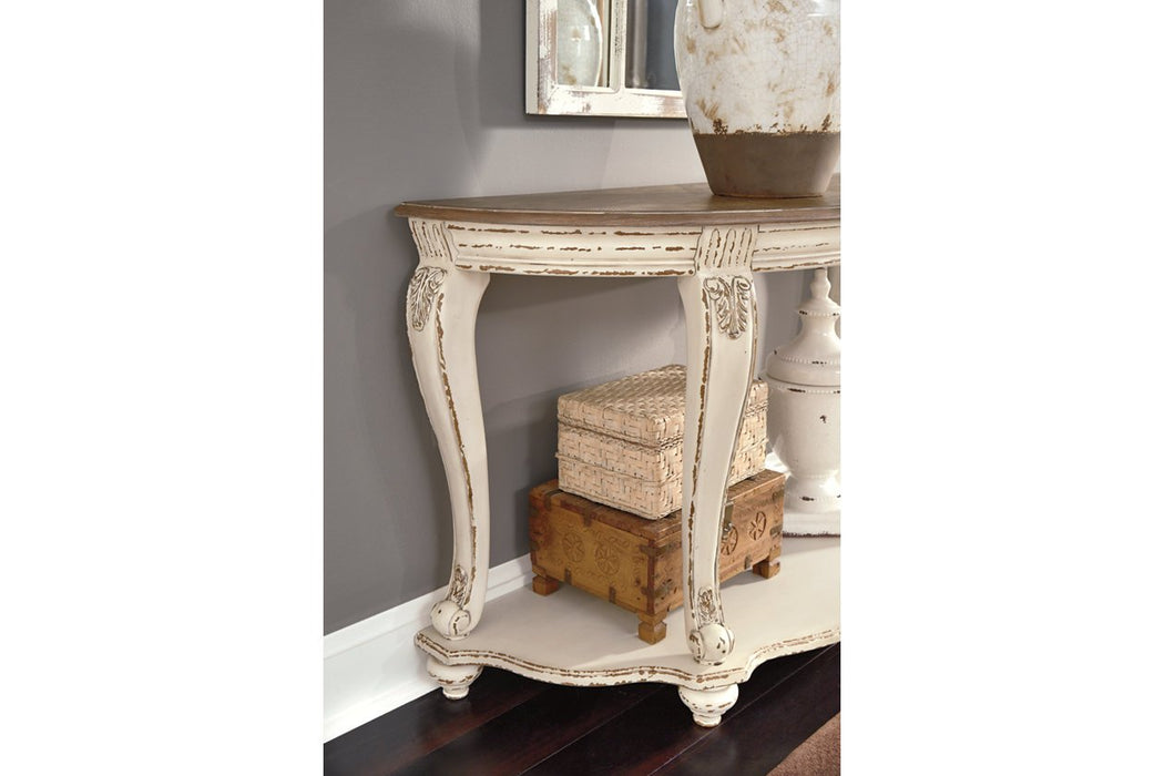 Realyn White/Brown Sofa Table - Lara Furniture