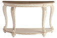 Realyn White/Brown Sofa Table - Lara Furniture