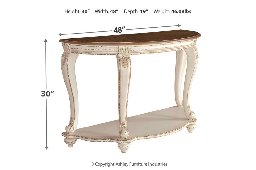 Realyn White/Brown Sofa Table - Lara Furniture