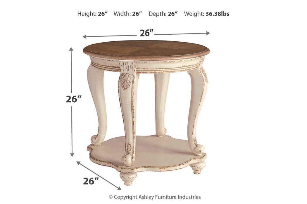 Realyn White/Brown End Table - Lara Furniture