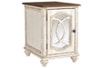 Realyn White/Brown Chairside End Table - Lara Furniture