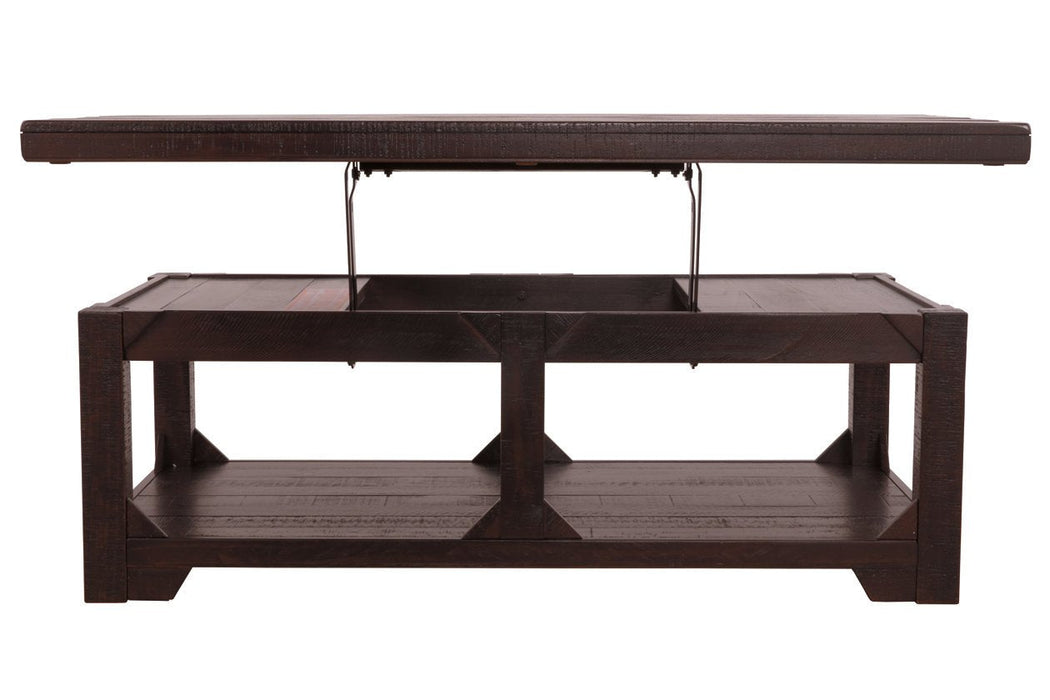 Rogness Rustic Brown Coffee Table with Lift Top - Lara Furniture