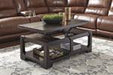 Rogness Rustic Brown Coffee Table with Lift Top - Lara Furniture