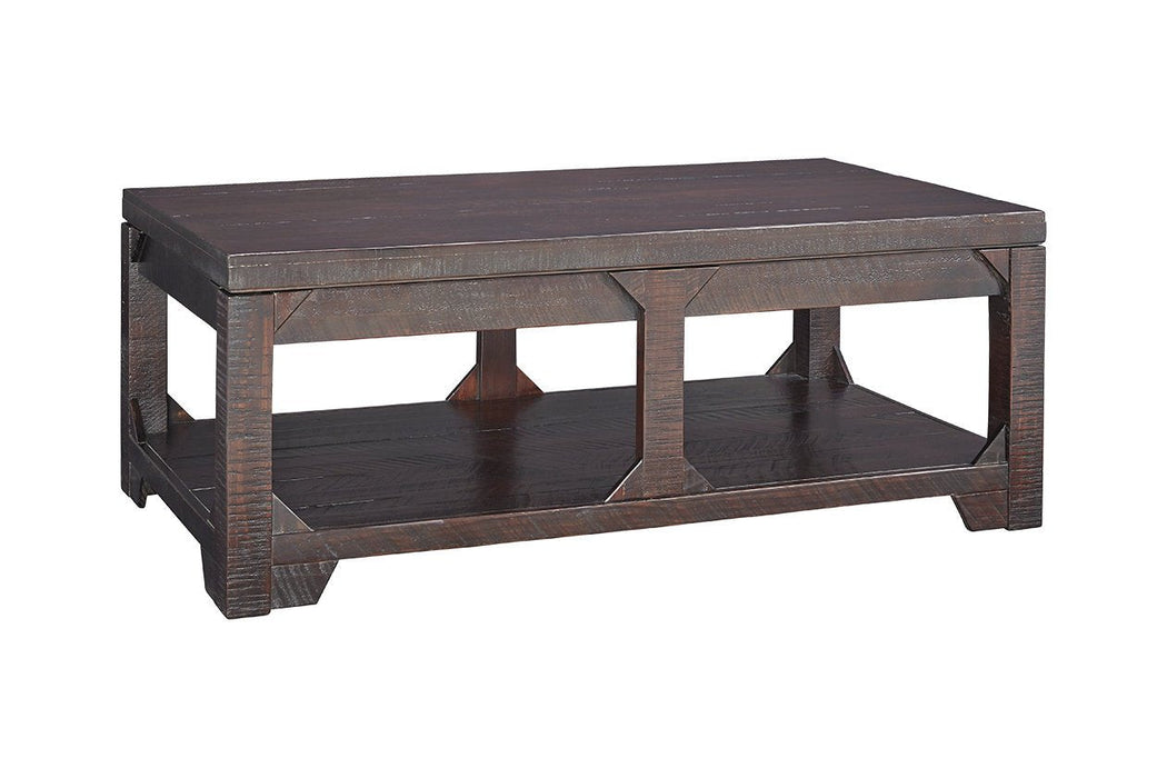 Rogness Rustic Brown Coffee Table with Lift Top - Lara Furniture