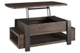 Vailbry Brown Coffee Table with Lift Top - Lara Furniture