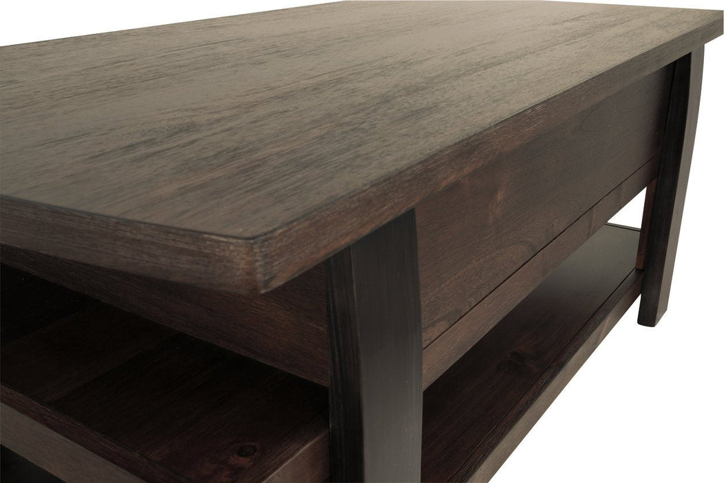 Vailbry Brown Coffee Table with Lift Top - Lara Furniture