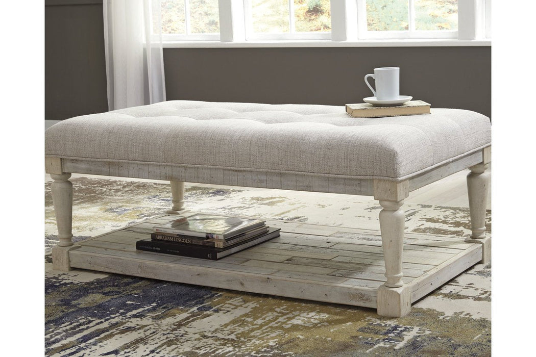 Shawnalore Whitewash Coffee Table Ottoman - Lara Furniture