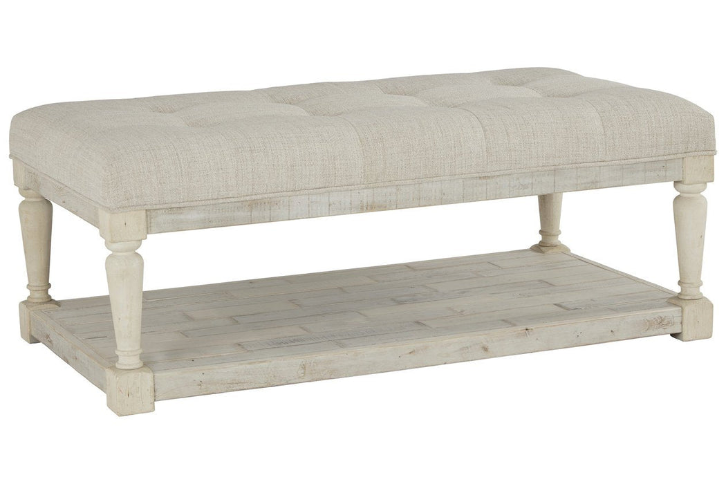 Shawnalore Whitewash Coffee Table Ottoman - Lara Furniture