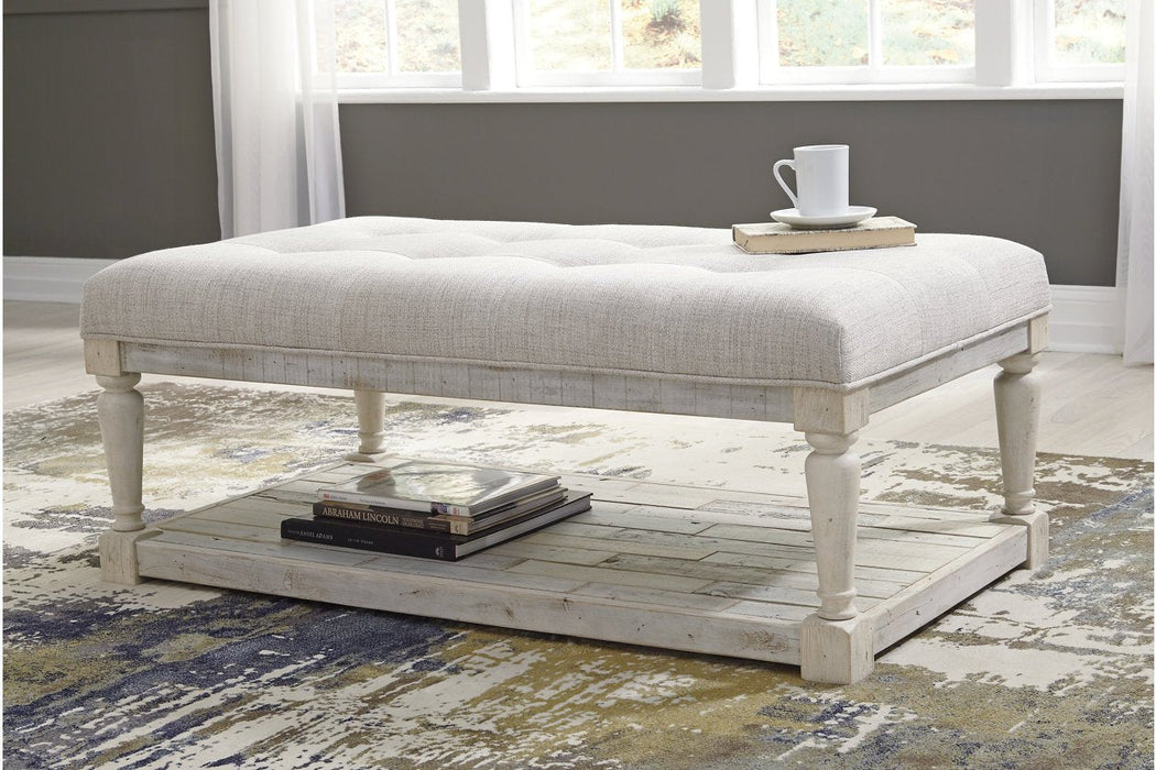 Shawnalore Whitewash Coffee Table Ottoman - Lara Furniture