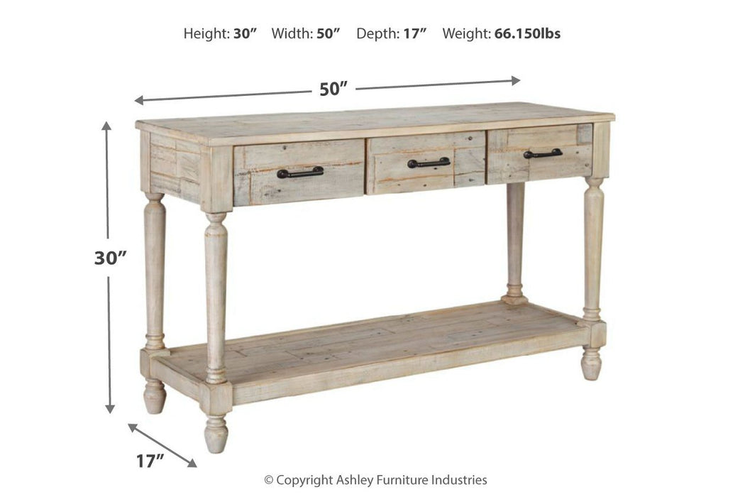 Shawnalore Whitewash Sofa/Console Table - Lara Furniture