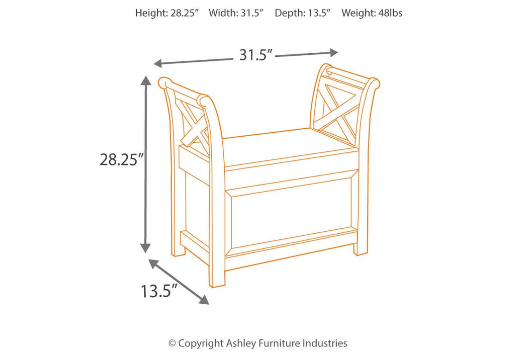 Abbonto Warm Brown Accent Bench - Lara Furniture