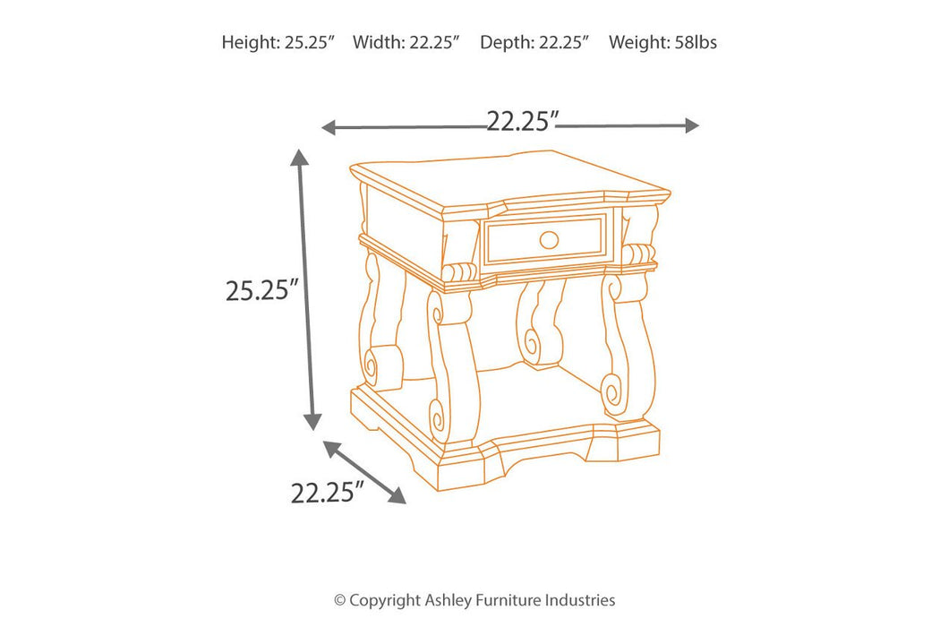 Alymere Rustic Brown End Table - Lara Furniture