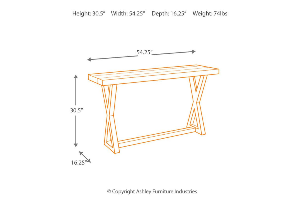 Wesling Light Brown Sofa/Console Table - Lara Furniture