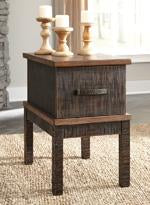 Stanah Two-tone Chairside End Table with USB Ports & Outlets - Lara Furniture