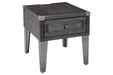 Todoe Dark Gray End Table with USB Ports & Outlets - Lara Furniture