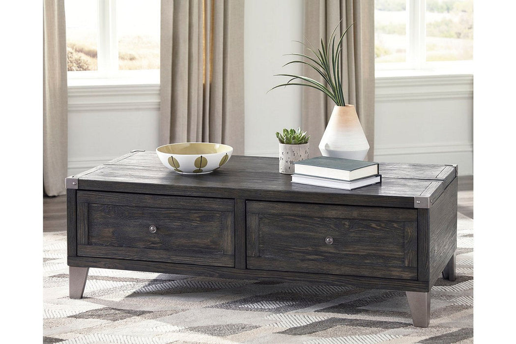 Todoe Dark Gray Coffee Table with Lift Top - Lara Furniture