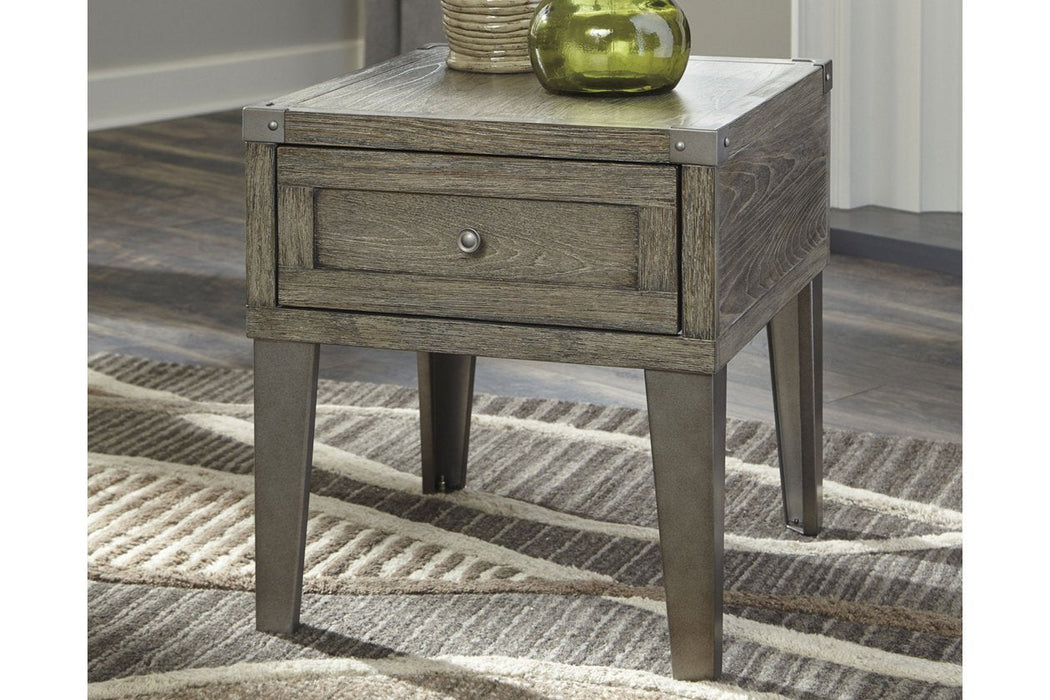 Chazney Rustic Brown End Table - Lara Furniture