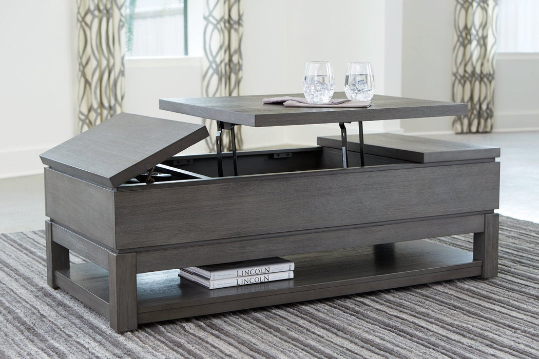 Caitbrook Gray Lift-Top Coffee Table - Lara Furniture