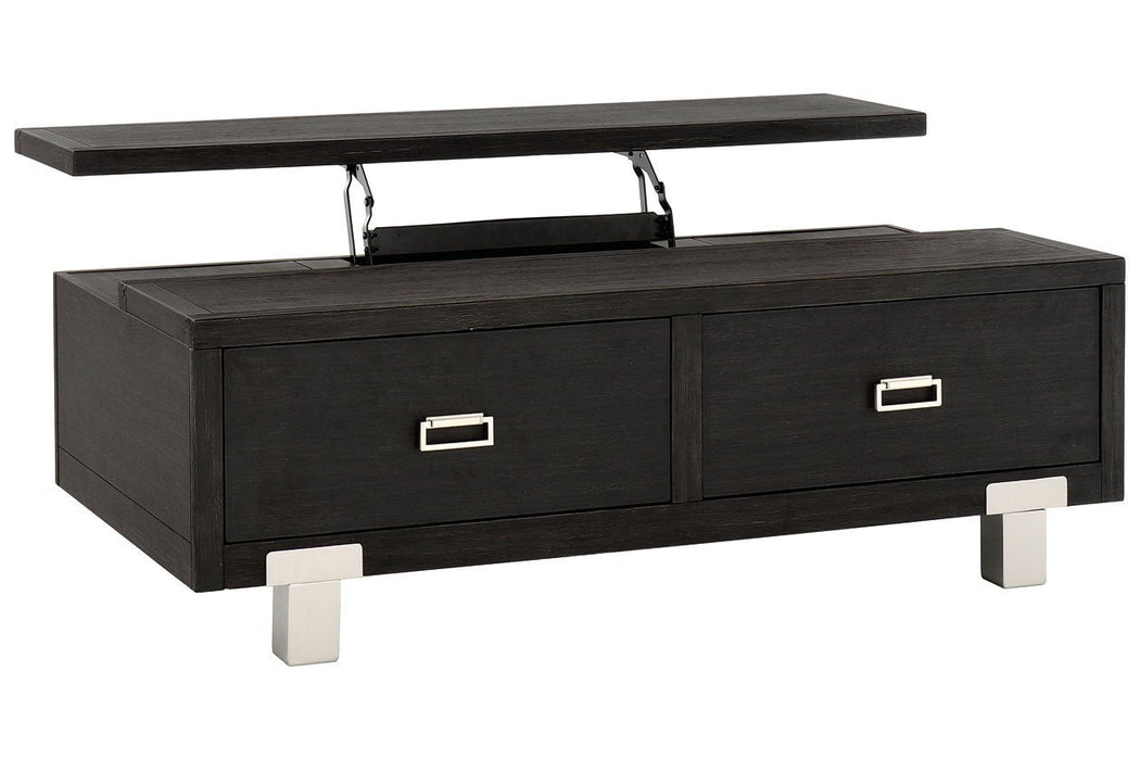 Chisago Black Lift-Top Coffee Table - Lara Furniture