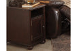 Barilanni Dark Brown Chairside End Table with USB Ports & Outlets - Lara Furniture