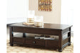 Barilanni Dark Brown Coffee Table with Lift Top - Lara Furniture