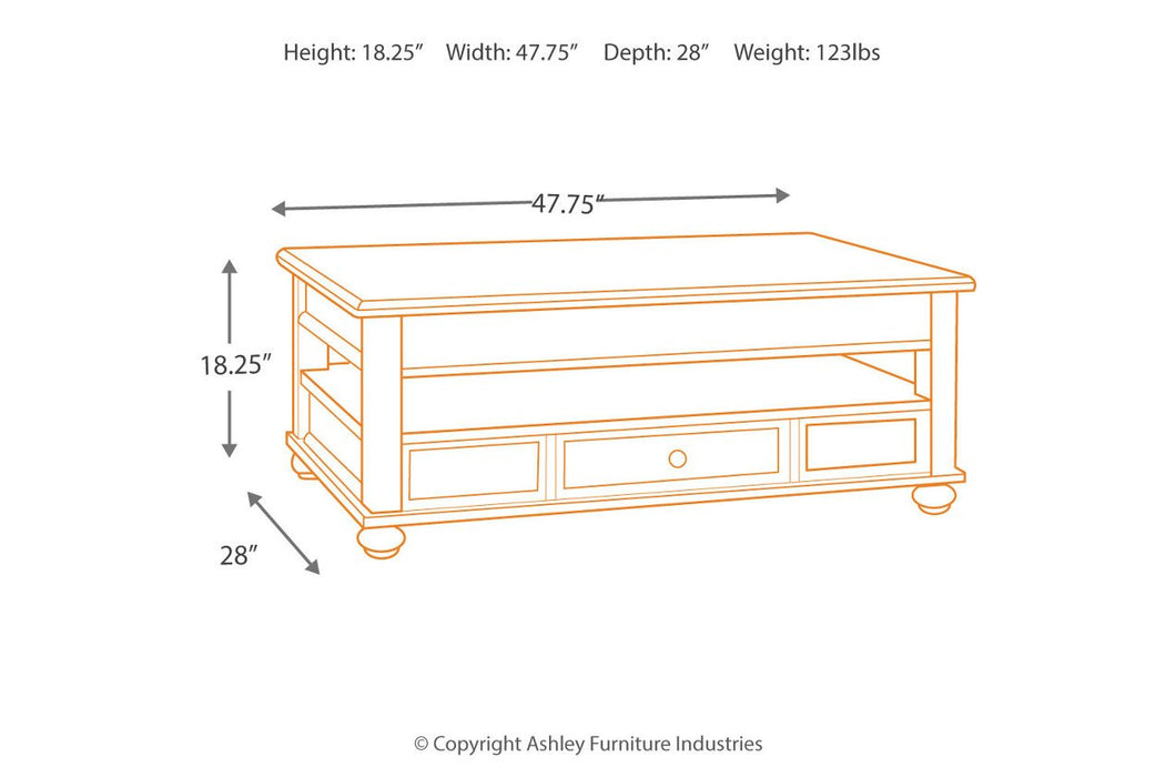 Barilanni Dark Brown Coffee Table with Lift Top - Lara Furniture